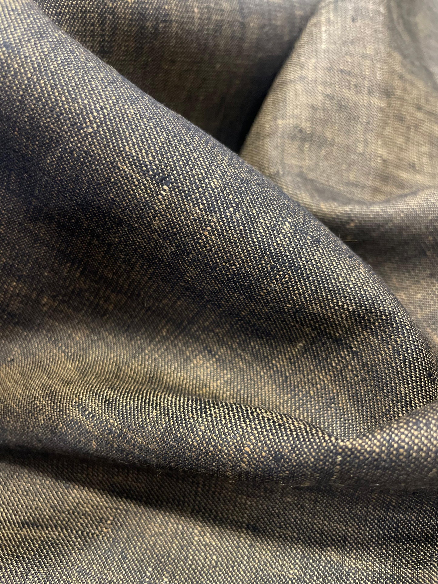 Black Gold Dust Linen Suiting- Premium Dyed Linen Fabric LL- 009