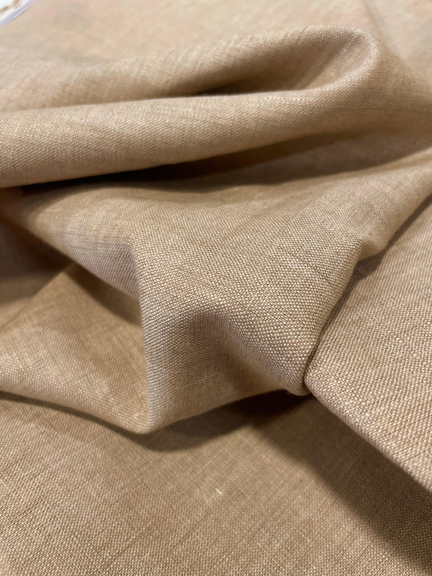 British Tan Khaki Linen Suiting- Premium Dyed Linen Fabric TW- 014