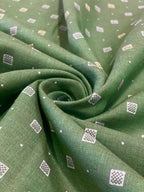 Bottle Green Allover Printed Fabric - Dyed Premium Linen Fabric CNC-LFJW-36217