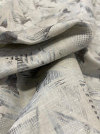 Grey Geometric Allover Digital Printed - Dyed Premium Linen Fabric BCH- 620364