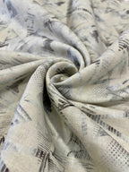 Grey Geometric Allover Digital Printed - Dyed Premium Linen Fabric BCH- 620364