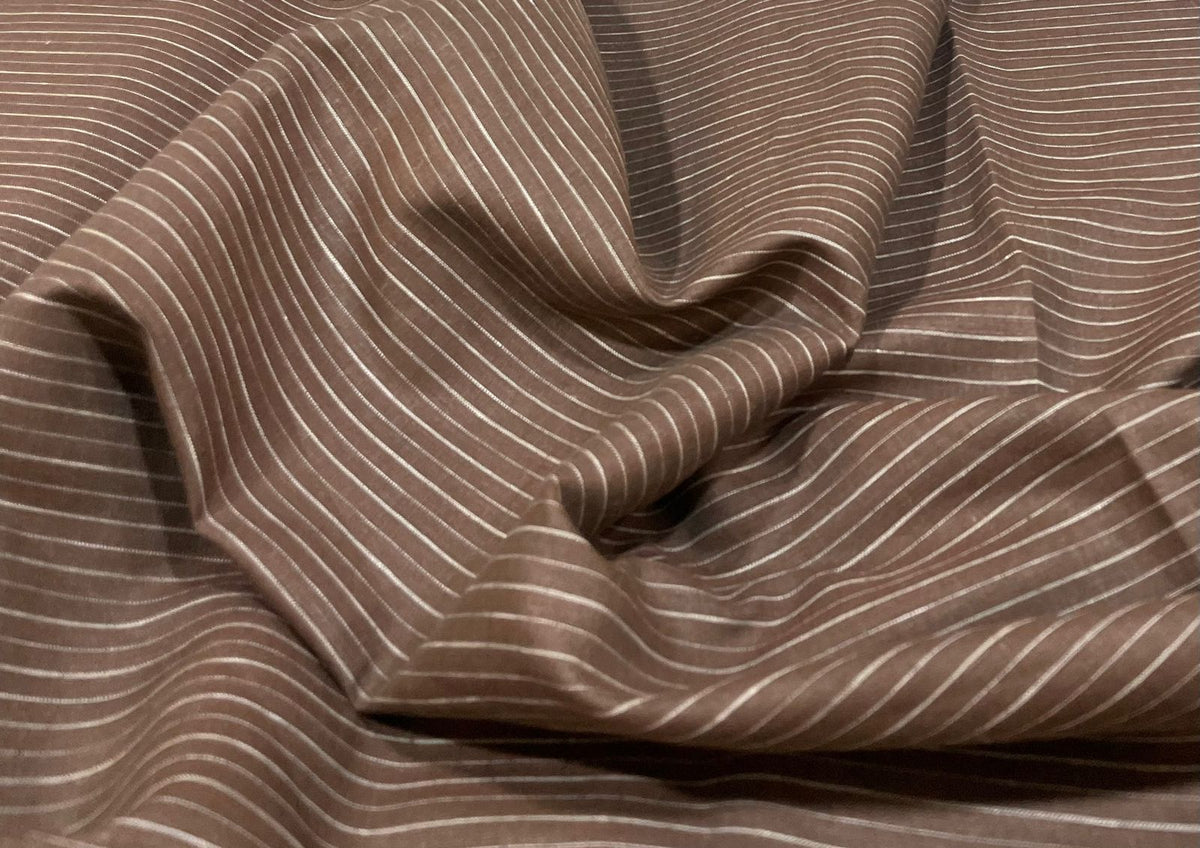 Choco Brown Stripe - Premium Dyed Linen Fabric LCD- 321