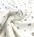 White Allover Digital Printed - Dyed Premium Linen Fabric CNC-LFWH-50967