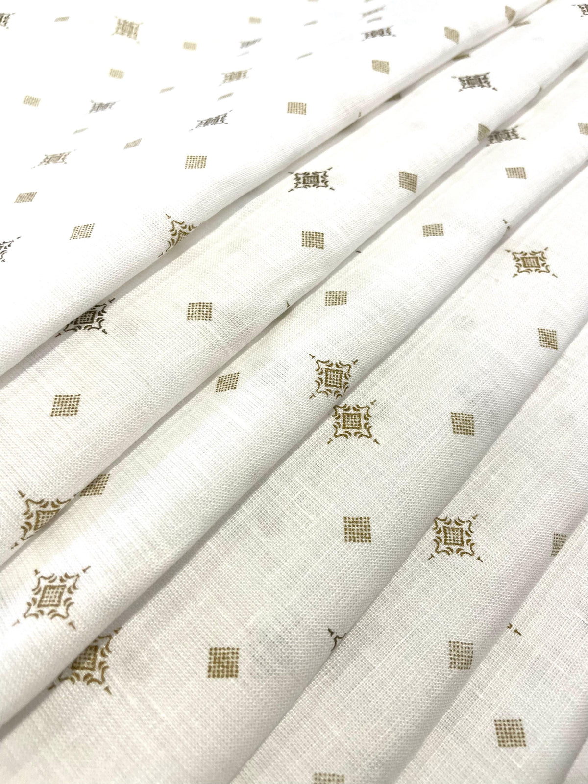 White Allover Digital Printed - Dyed Premium Linen Fabric CNC-LFWH-50956