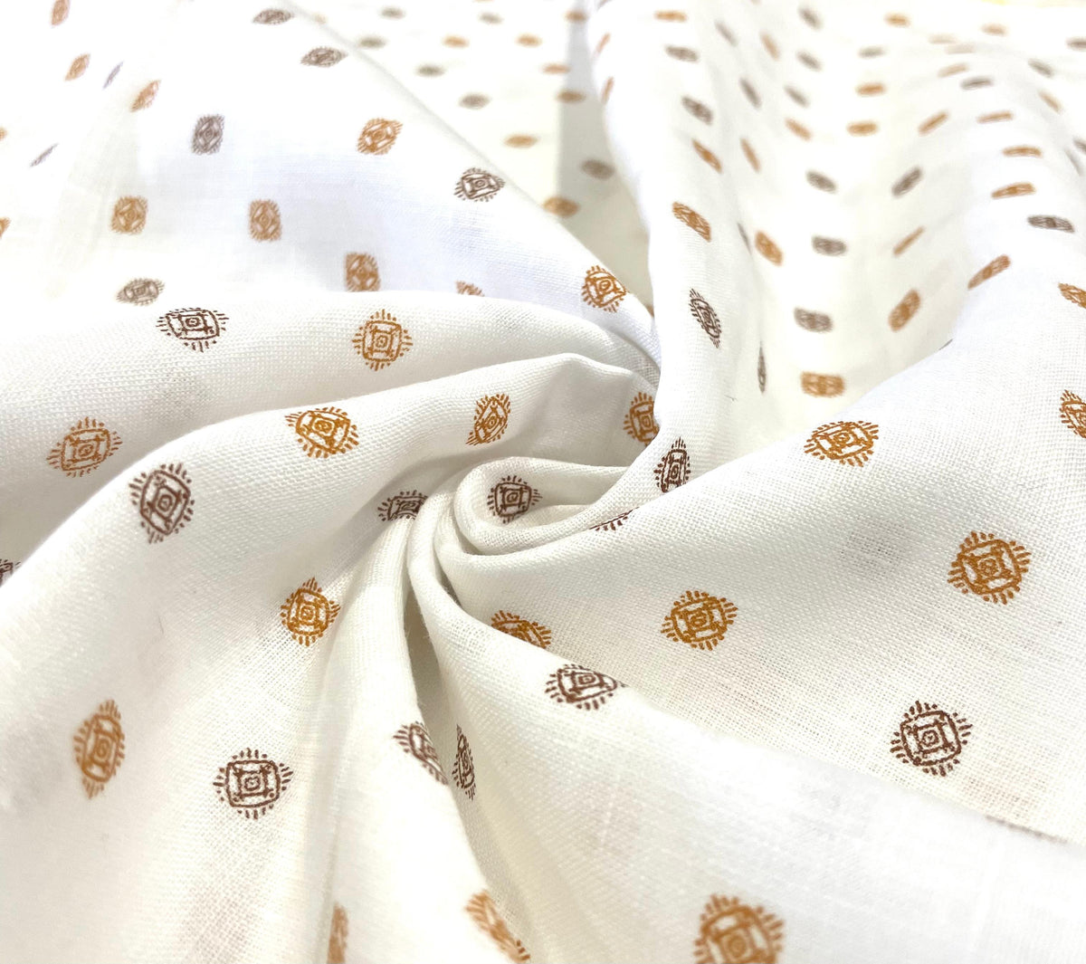 White Allover Digital Printed - Dyed Premium Linen Fabric CNC-LFWH-50962