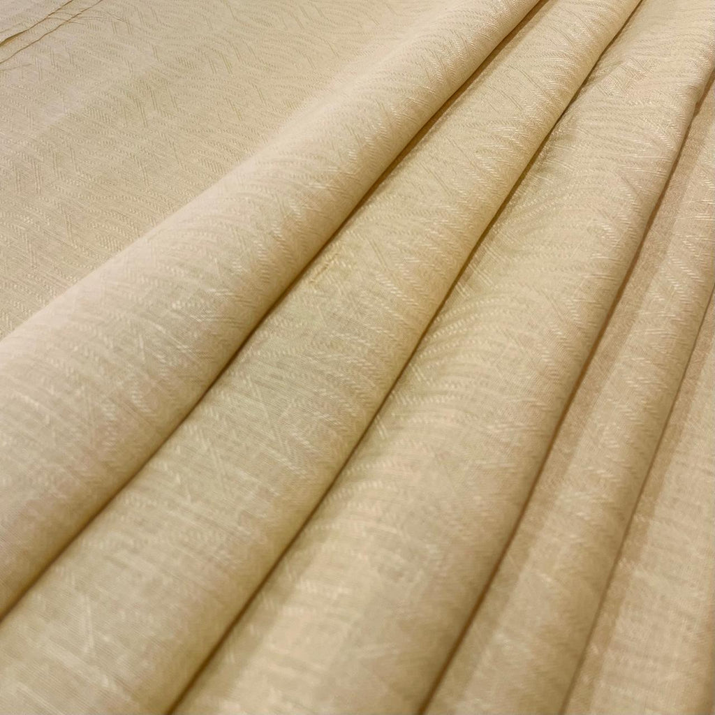 Dark Ivory  Self Design - Premium Dyed Linen Fabric LG- 039