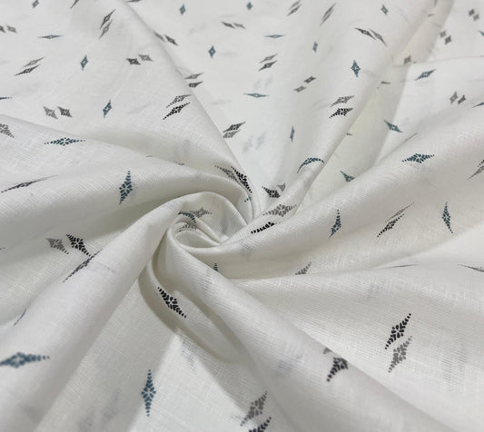 White  Allover Printed- Dyed Premium Linen Fabric LT-GMP-14(NEW)