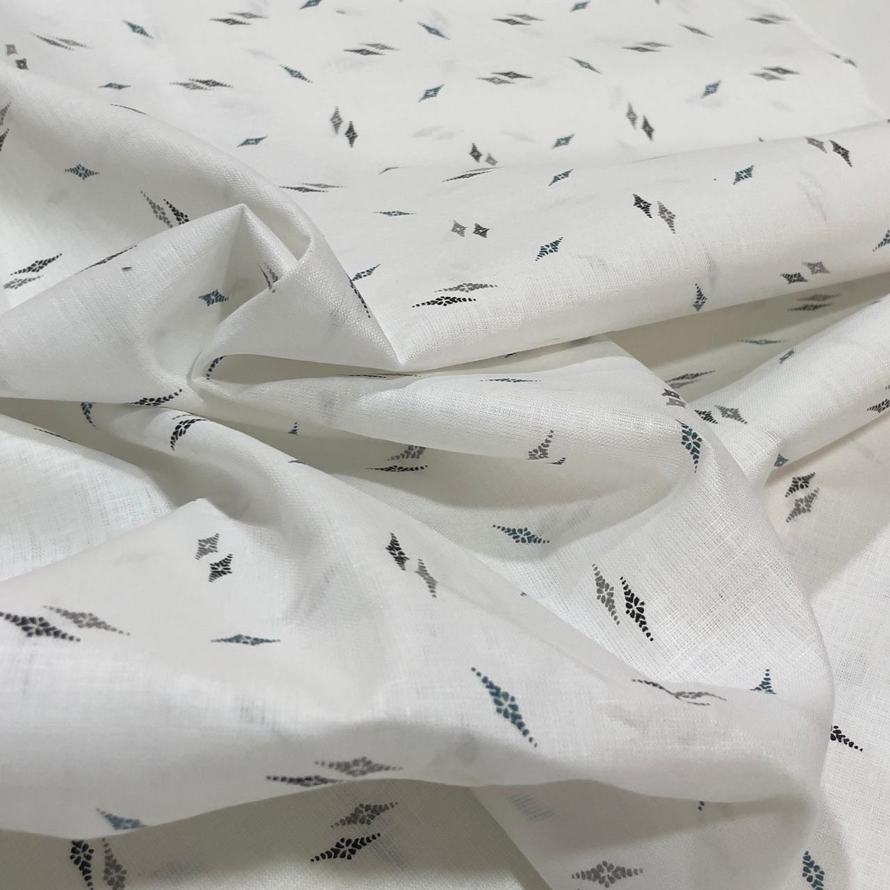 White  Allover Printed- Dyed Premium Linen Fabric LT-GMP-14(NEW)