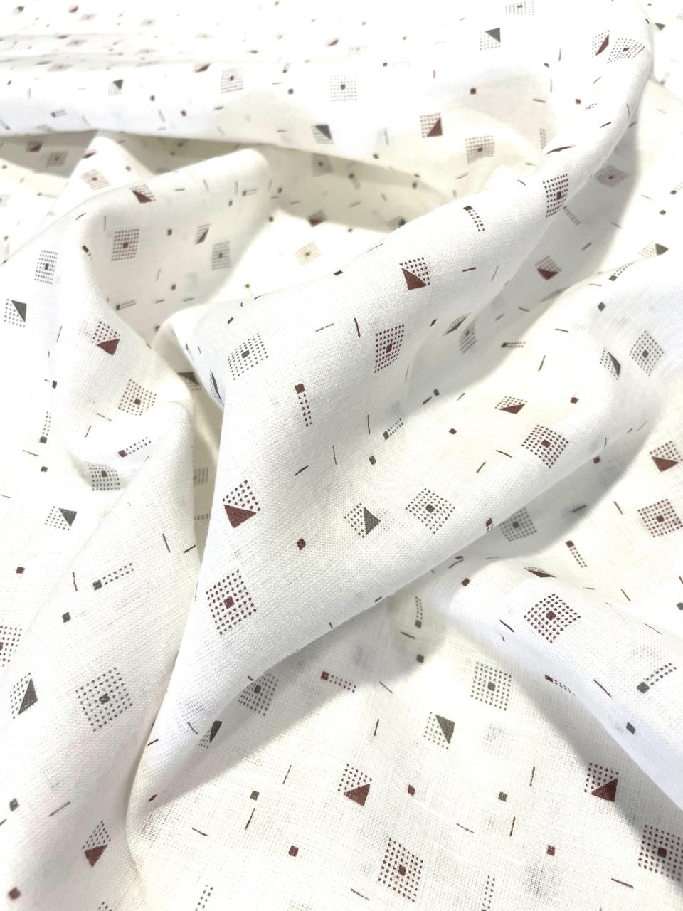 White Multi Printed - Dyed Premium Linen Fabric CNC-LFWH-50963 (NEW)