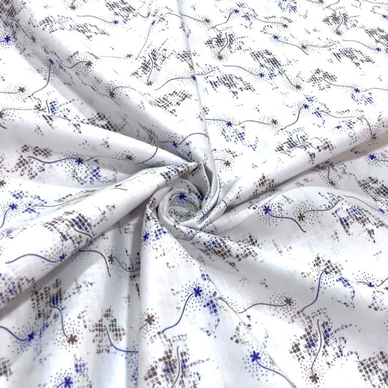 White  Allover Printed- Dyed Premium Linen Fabric LT-GMP-037