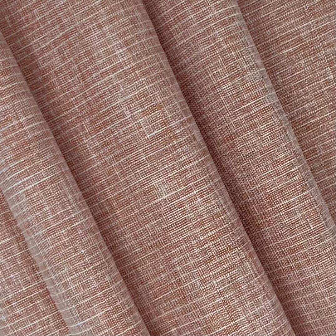 Sepia Orange Stripe - Premium Dyed Linen Fabric LCD- 197 (NEW)