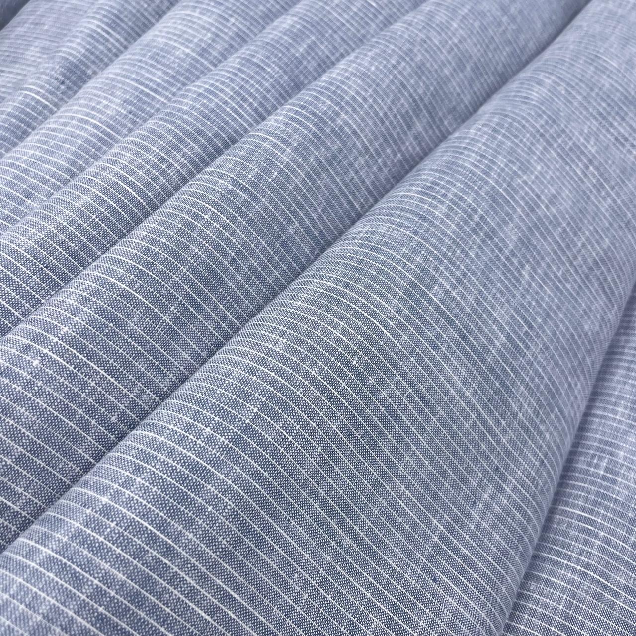 Blue-Gray Stripe - Premium Dyed Linen Fabric LCD- 180 (NEW)