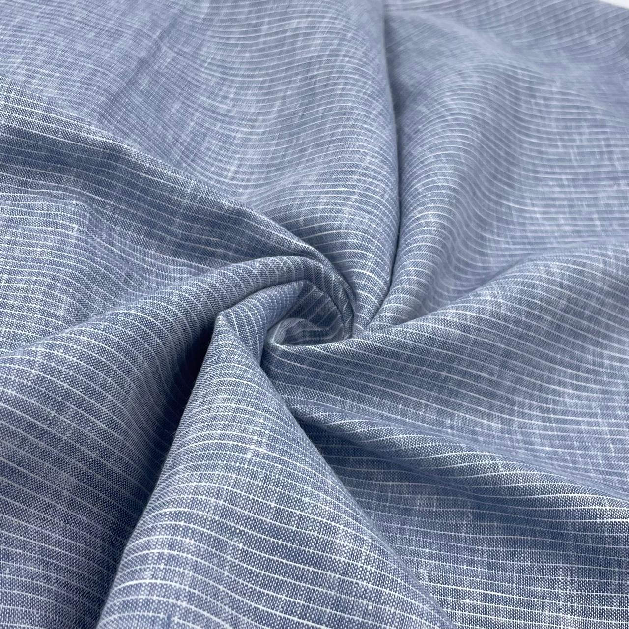 Blue-Gray Stripe - Premium Dyed Linen Fabric LCD- 180 (NEW)