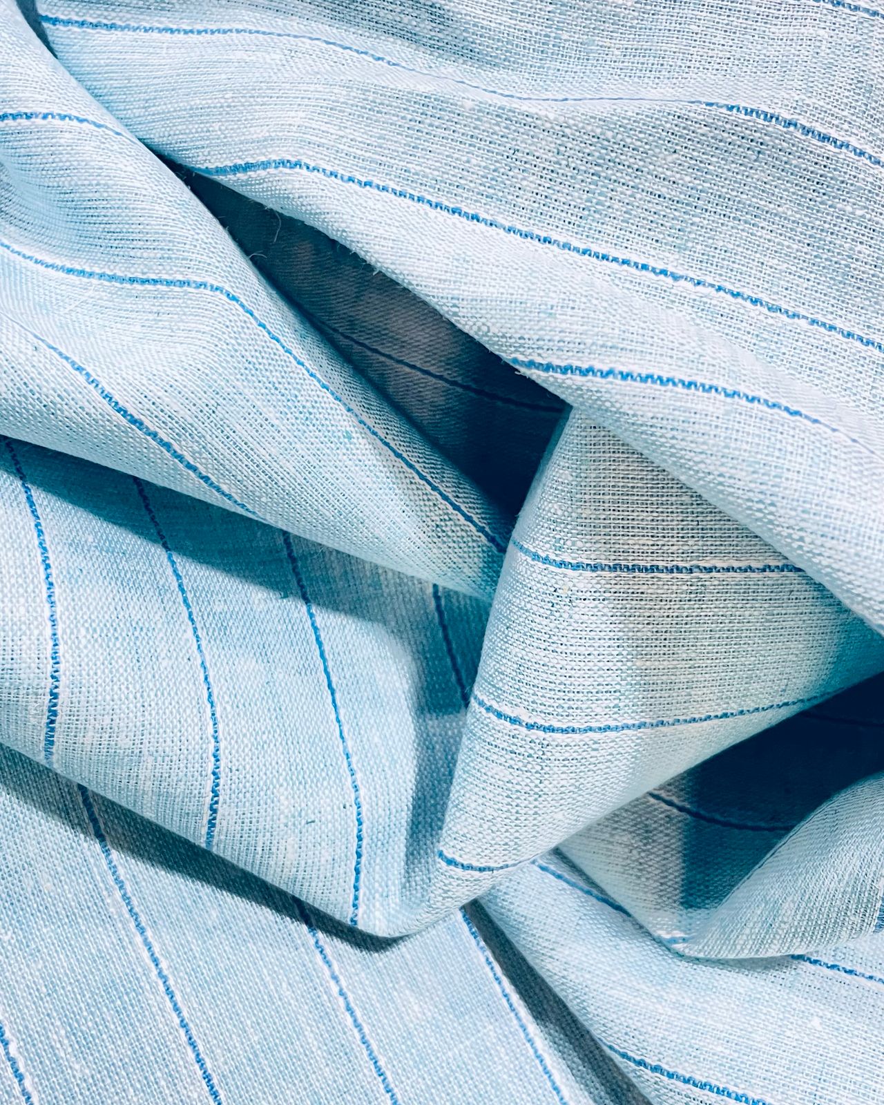 Ice Blue Stripe (70's) - Dyed Premium Linen Fabric BCMN-707144 (NEW)