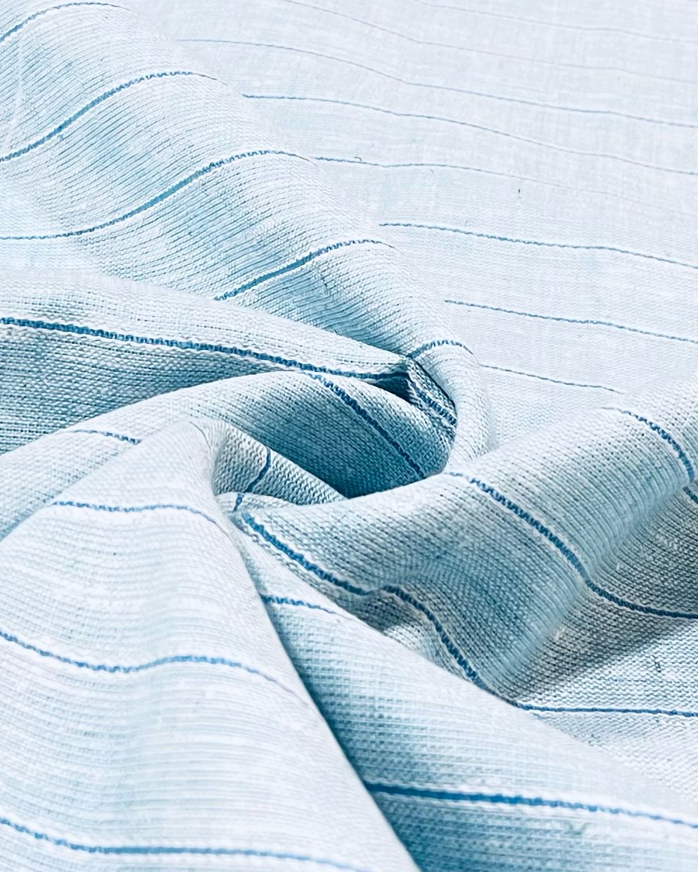 Ice Blue Stripe (70's) - Dyed Premium Linen Fabric BCMN-707144 (NEW)