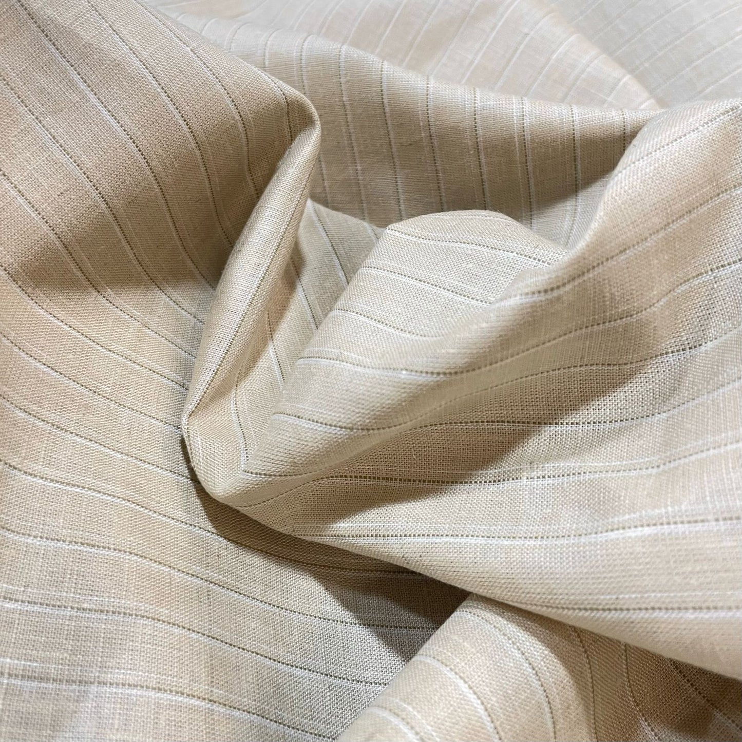 Mud Brown Stripe (70's) - Dyed Premium Linen Fabric BCMN-707131 (NEW)