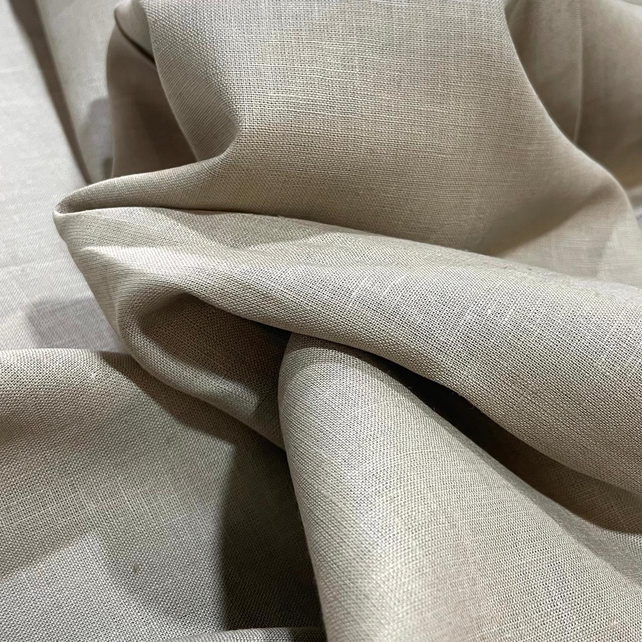 Ash Brown Solid Colour (70's) - Solid Dyed Premium Linen Fabric BC-ARM-611311 (NEW)