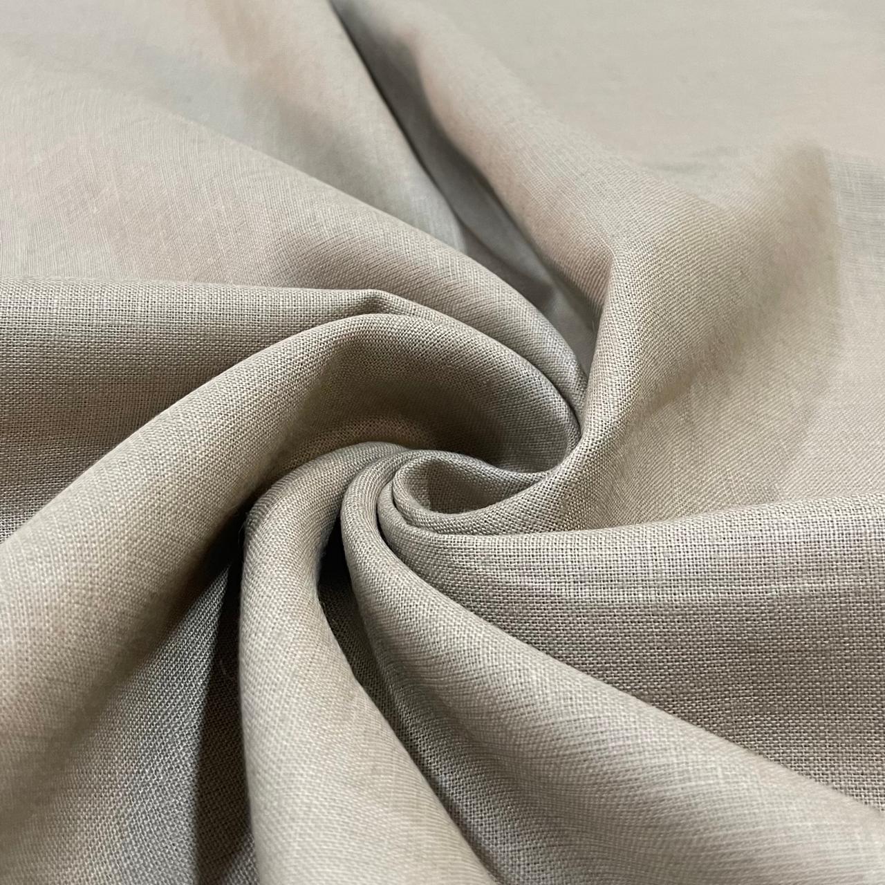 Ash Brown Solid Colour (70's) - Solid Dyed Premium Linen Fabric BC-ARM-611311 (NEW)