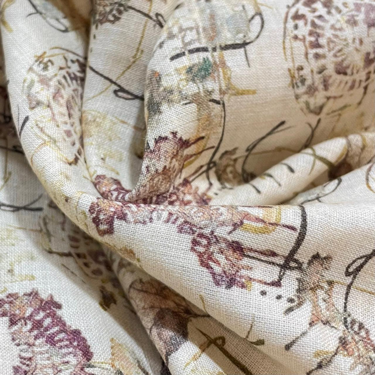 Sandal Brown Allover Digital Printed - Dyed Premium Linen Fabric BC-ITN-630144 (NEW)