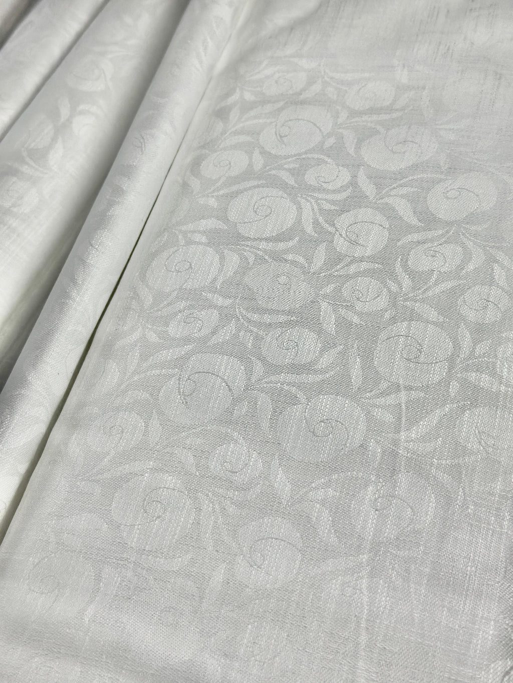White Floral Self-Design - Premium Linen Cotton Fabric BC-BJR-500106