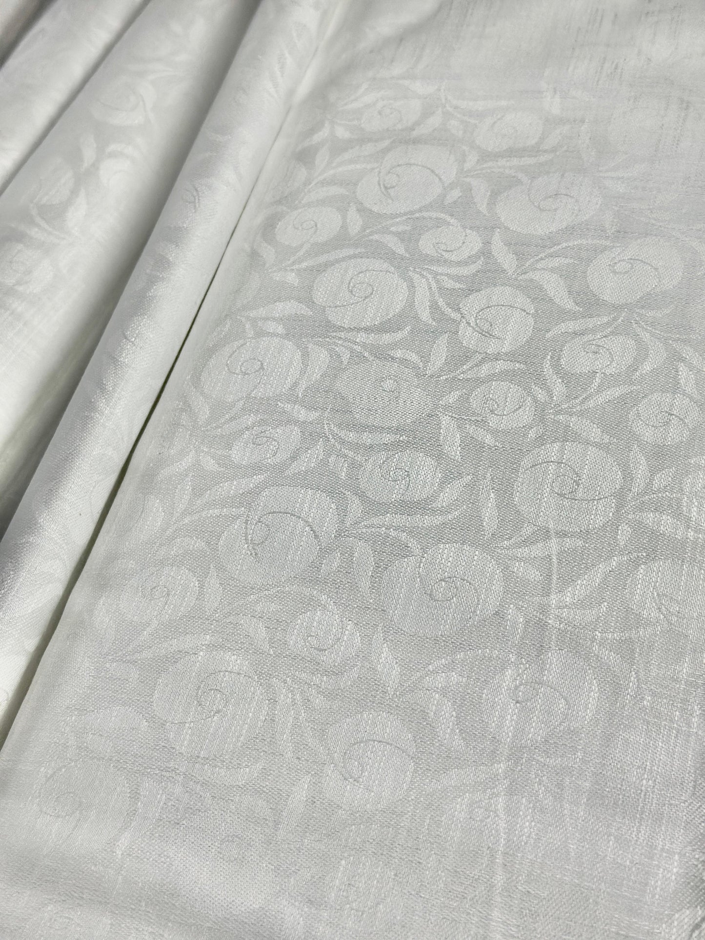 White Floral Self-Design - Premium Linen Cotton Fabric BC-BJR-500106