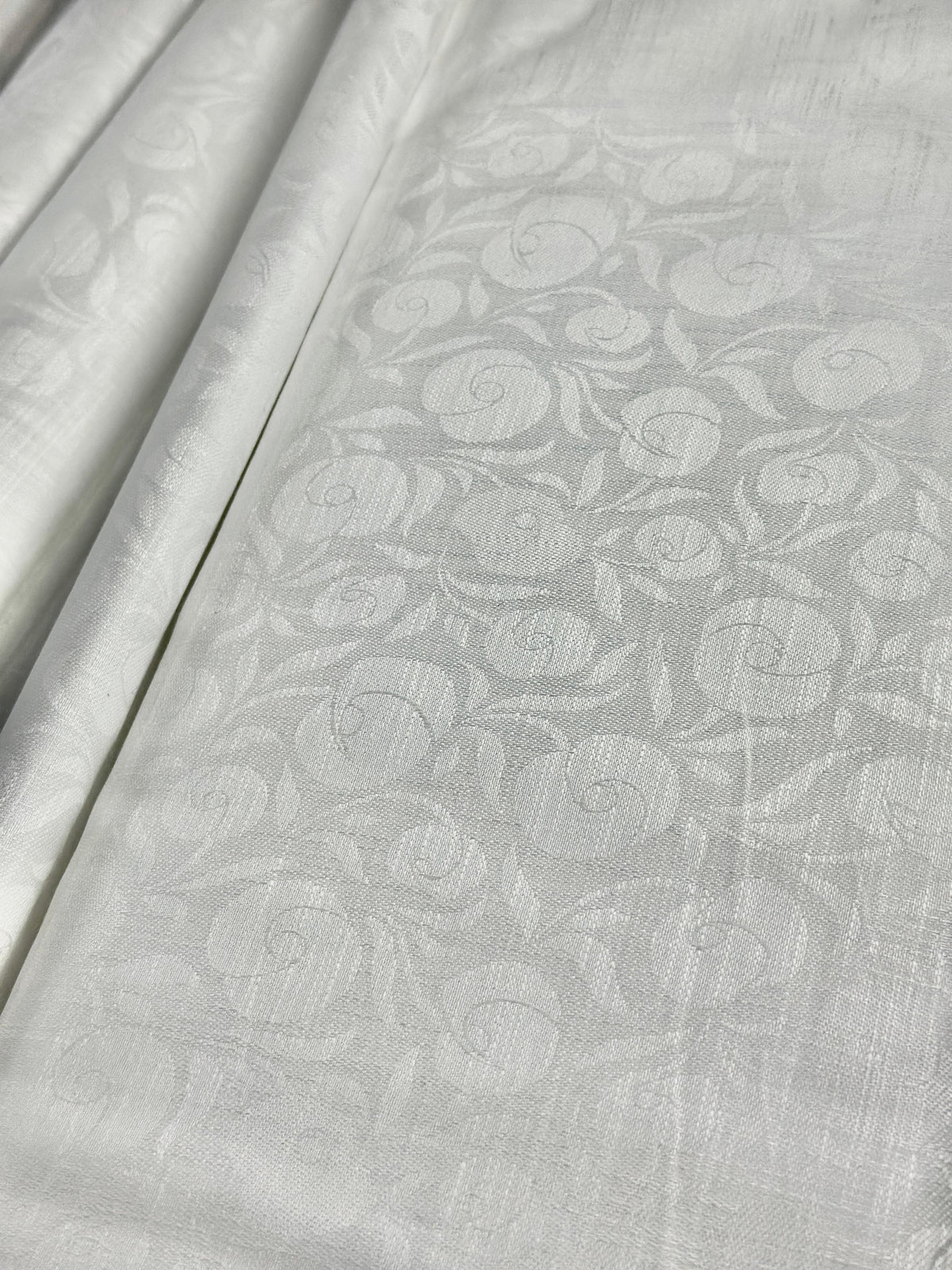 White Floral Self-Design - Premium Linen Cotton Fabric BC-BJR-500106