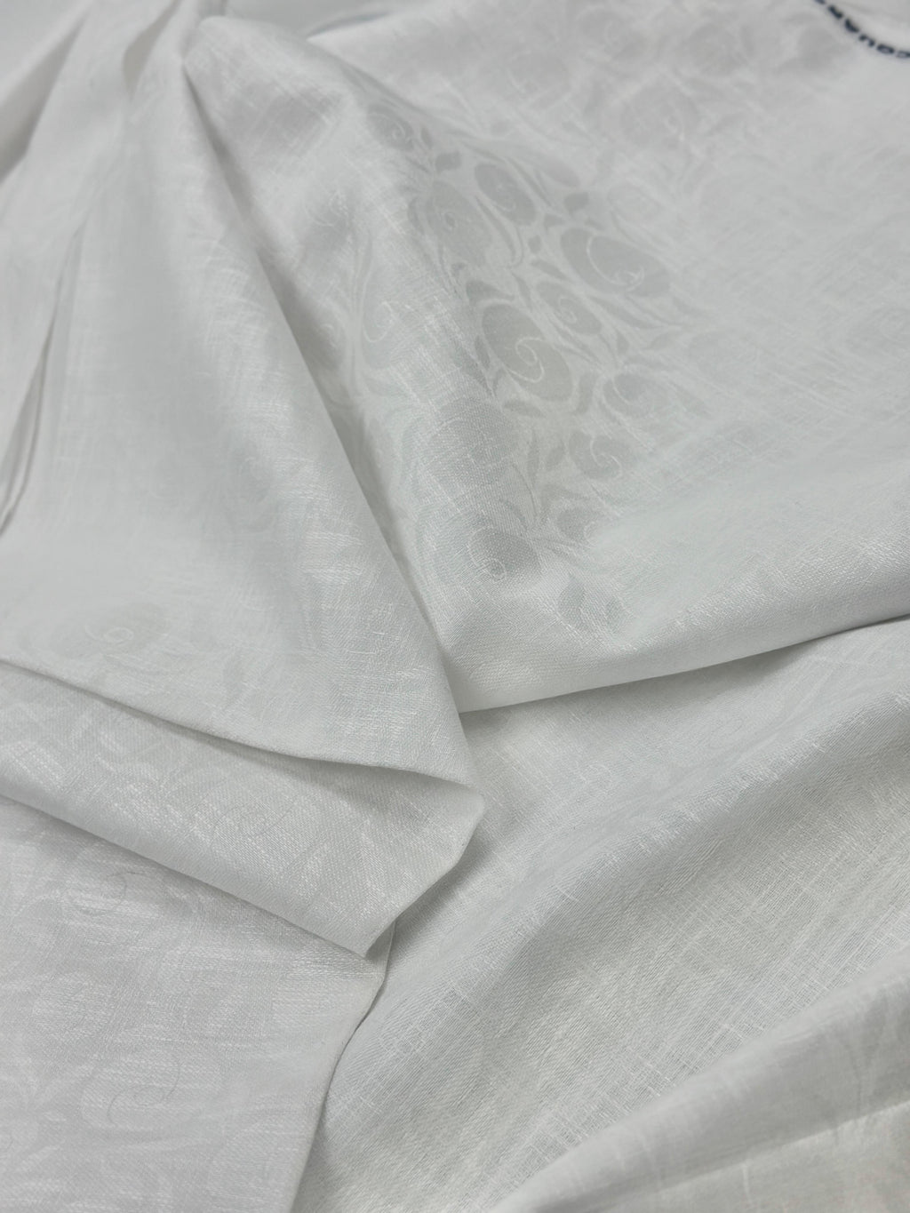 White Floral Self-Design - Premium Linen Cotton Fabric BC-BJR-500106