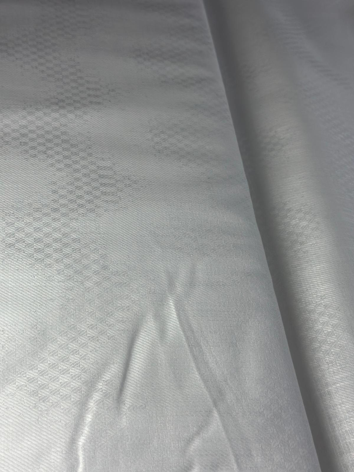 White ZigZag Self-Design - Premium Linen Cotton Fabric BC-BJR-500110