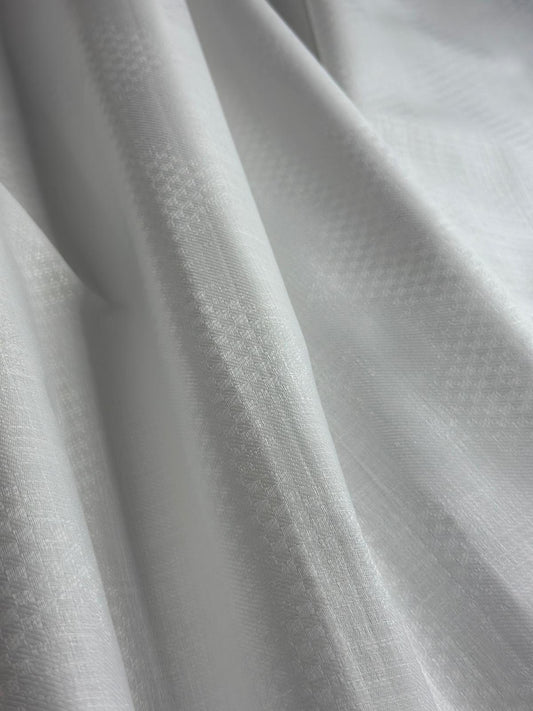 White ZigZag Self-Design - Premium Linen Cotton Fabric BC-BJR-500110