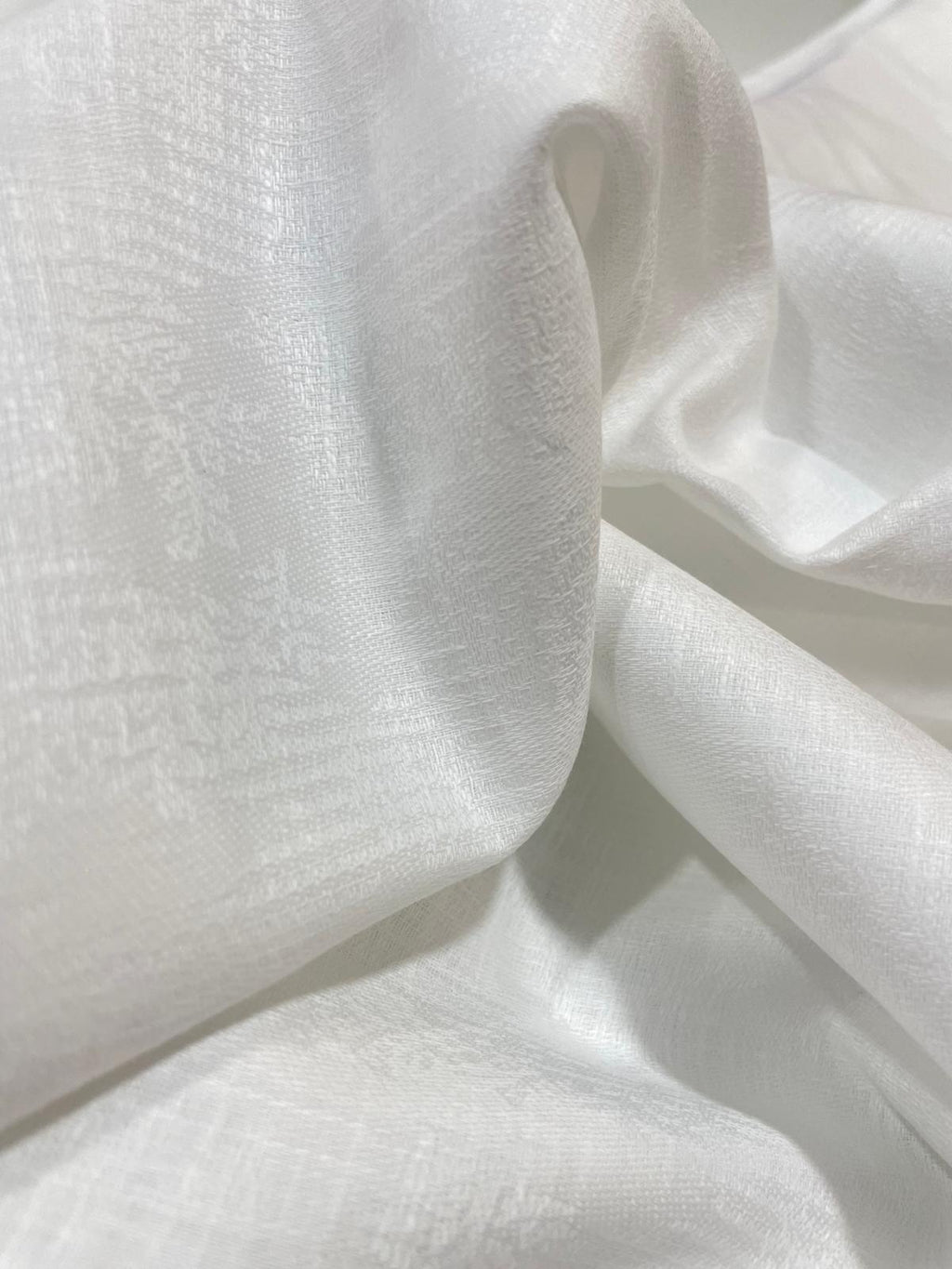 White Diamond Leaf Self-Design - Premium Linen Cotton Fabric BC-BJR-500108