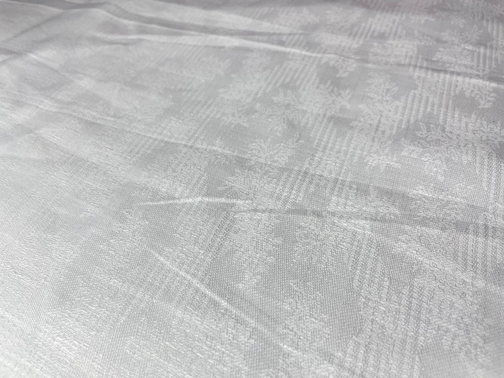 White Diamond Leaf Self-Design - Premium Linen Cotton Fabric BC-BJR-500108