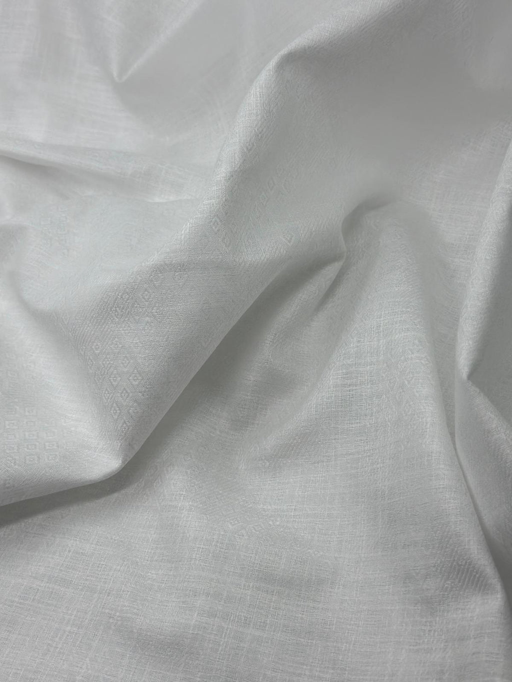 White Small Diamond Self-Design - Premium Linen Cotton Fabric BC-BJR-500101