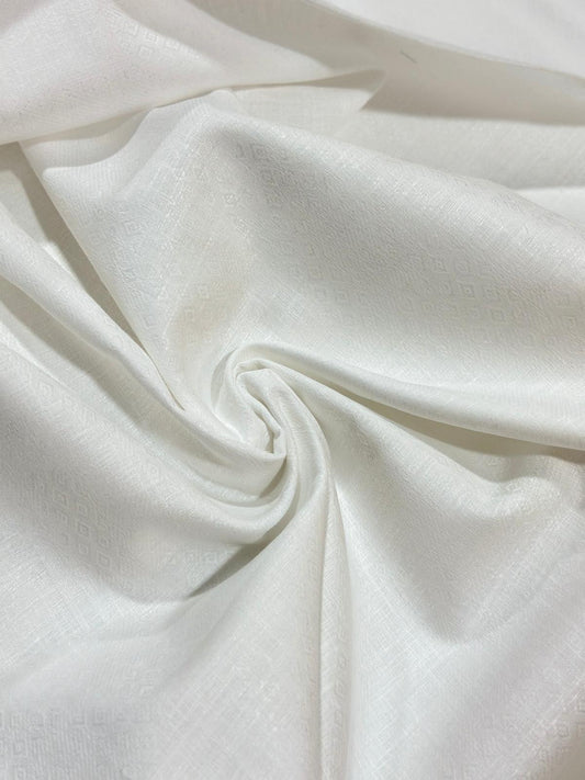 White Small Diamond Self-Design - Premium Linen Cotton Fabric BC-BJR-500101