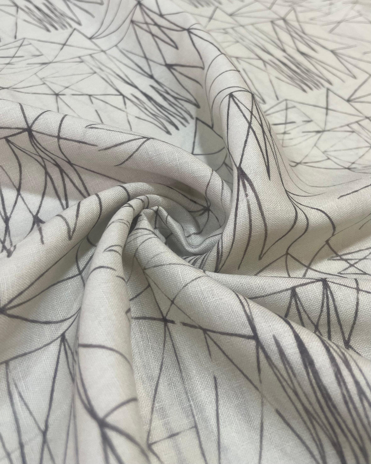 Grey Linear Abstract- Korean Linen Fabric BC-MG-KL-250207