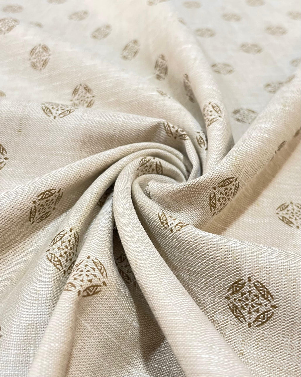 Beige Allover Printed Colour - Solid Dyed Premium Linen Fabric BCM-012242 (NEW)