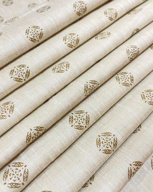 Beige Allover Printed Colour - Solid Dyed Premium Linen Fabric BCM-012242 (NEW)