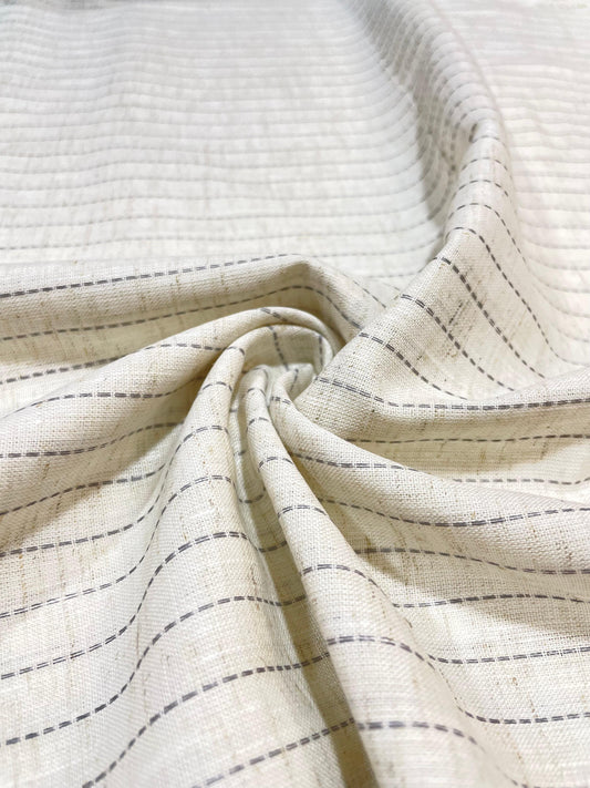 Cream - Grey  (80's) Korean Linen Fabric BC-LW-KL-530142