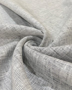 White- Black Dotted Linen Suiting- Premium Dyed Linen Fabric MG-011