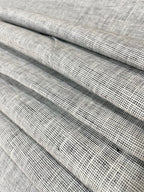White- Black Dotted Linen Suiting- Premium Dyed Linen Fabric MG-011