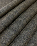 Black/ Golden Green Linen Suiting- Premium Dyed Linen Fabric MG-023