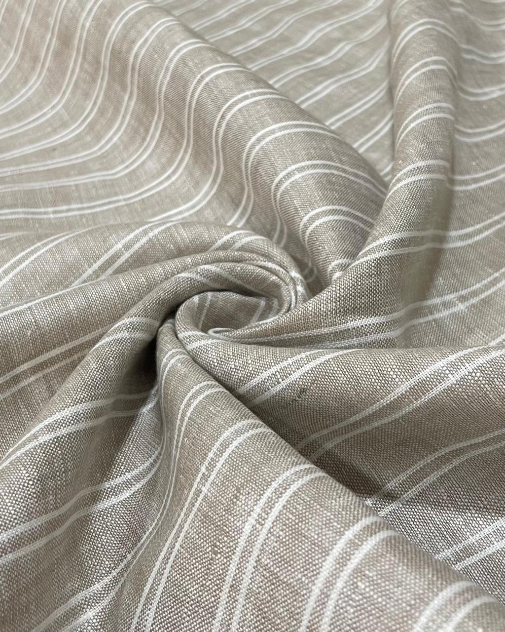Grey with White  Stripe (60's) - Dyed Premium Linen Fabric BC-WL-601024(NEW)