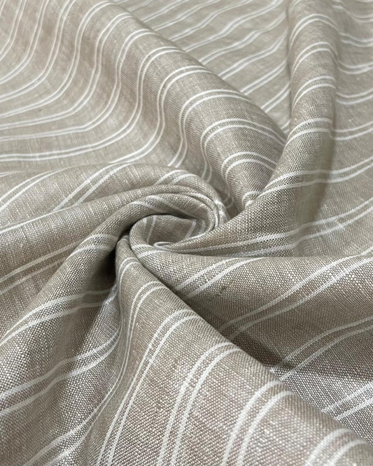 Grey with White  Stripe (60's) - Dyed Premium Linen Fabric BC-WL-601024(NEW)
