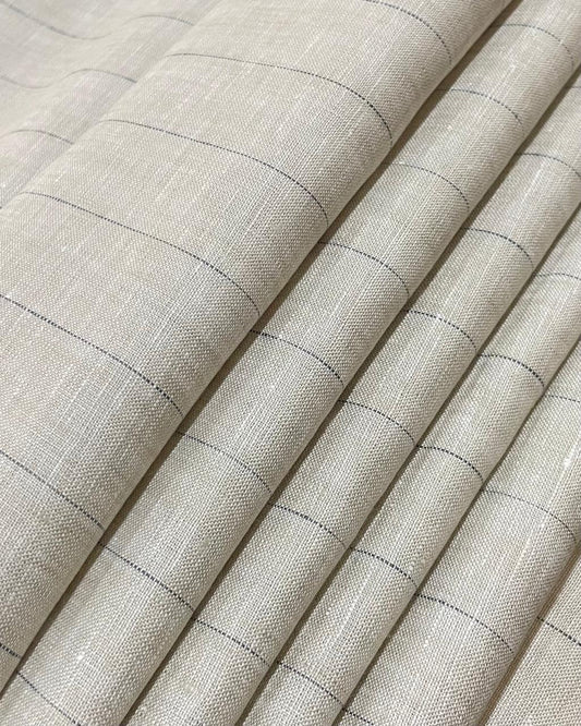 Light  Beige with Grey Stripes(60's) - Dyed Premium Linen Fabric BC-WL-601058(NEW)