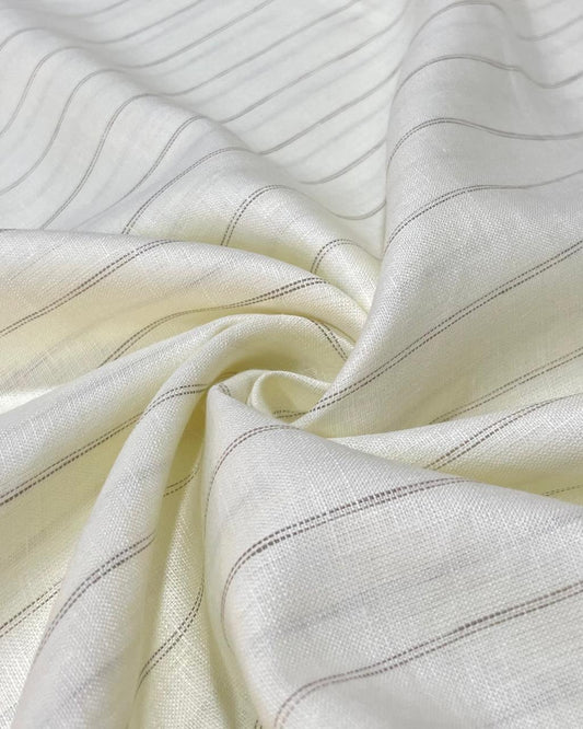 Cream with Grey  Stripes(60's) - Dyed Premium Linen Fabric BC-WL-601054(NEW)