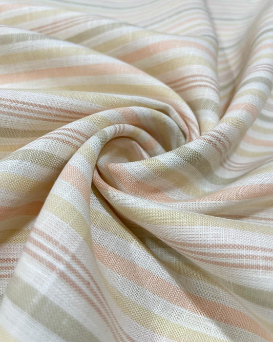 White and Pink Multicolor Stripes(80's)Korean Linen Fabric BC-SN-KL-230304(new)