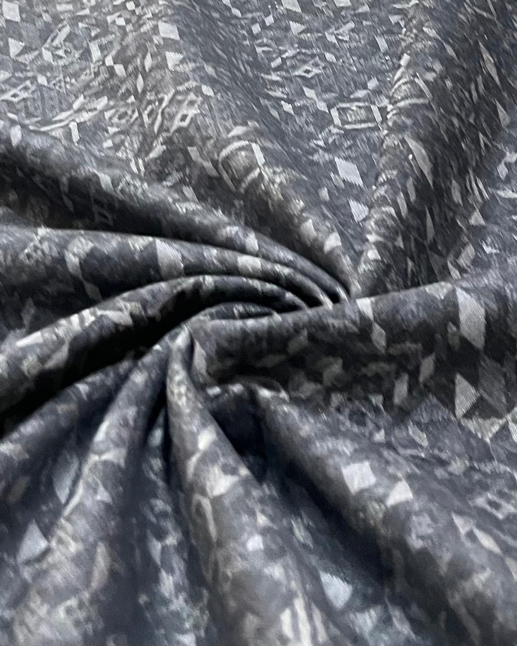 Elephant Grey Allover Print - Premium Linen Cotton Fabric BC-BJR-500117 (new)