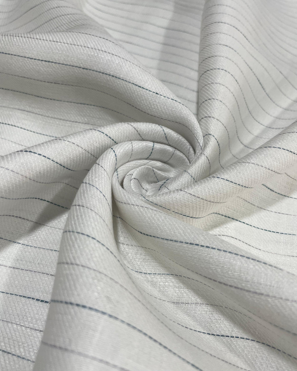 White / Blue Grey Stripes  -  Dyed Premium Linen Fabric CNC-B/G -DERBBY-DR00158/01(NEW)