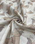Brown /Beige Abstract Leaf  Prints- Dyed Premium Linen Fabric CNC-B/G -CRYSTAL-CRS-1235(NEW)