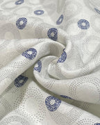 White / Blue Grey Circular Print- Dyed Premium Linen Fabric CNC-B/G -Luton-LT-00032(NEW)