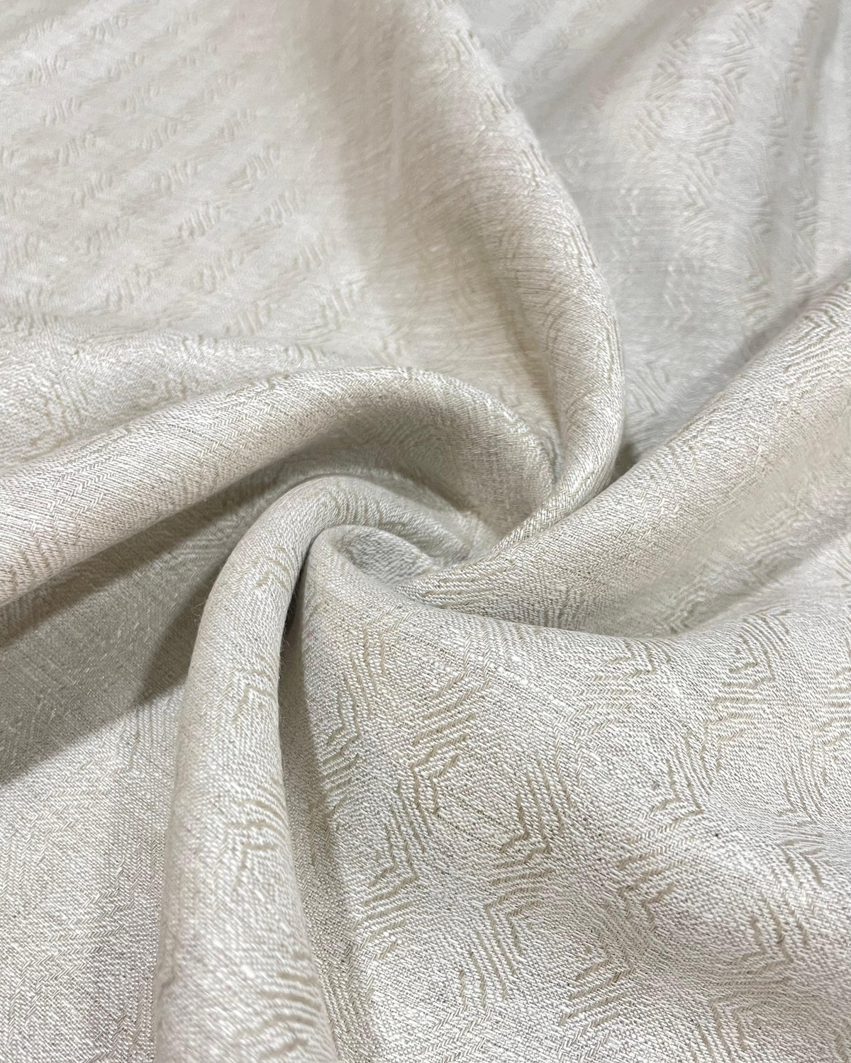 Beige Self Jacquard - Dyed Premium Linen Fabric CNC-B/G -FTR-OAT-W02484(NEW)